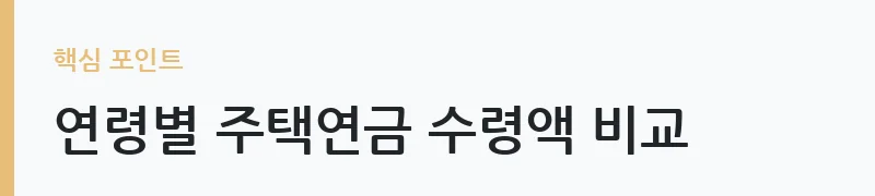 주택연금 수령액 계산 연령별 비교 2026 — 연령별 주택연금 수령액 비교